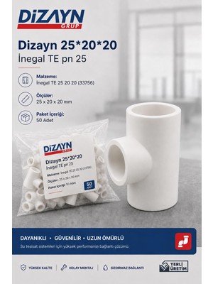 Dizayn Pprc Inegal Te 25 20 20 50 Adet PN25 Temiz Su Tesisat Ek Parçası