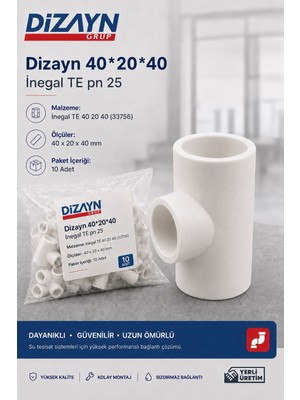 Dizayn Pprc Inegal Te 40 20 40 10 Adet PN25 Temiz Su Tesisat Ek Parçası