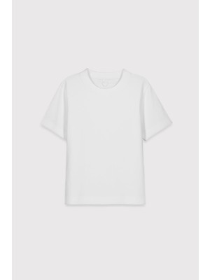 Babokah Supima® Kadın Interlok Basic Tshirt Kısa Kol Günlük Stil %100 Supima Pamuk Beyaz Renk