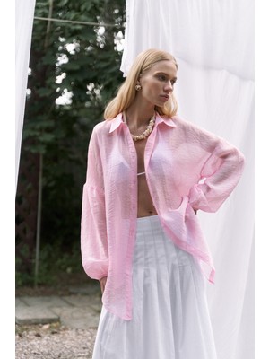 Mai Lyra Oversize Pembe Gömlek