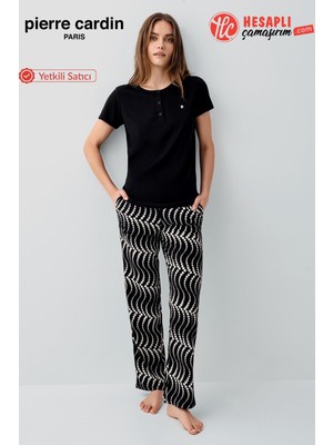 Pierre Cardin Premium Kadın Büyük Beden Modal Pamuklu Rahat Kalıp Kısa Kollu Pijama Takım