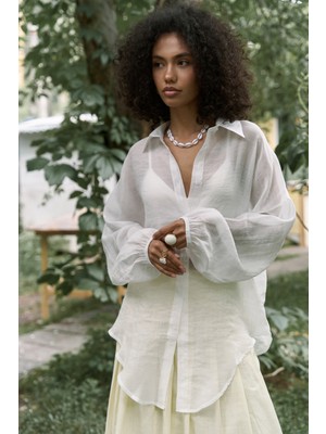 Mai Lyra Oversize Ekru Gömlek
