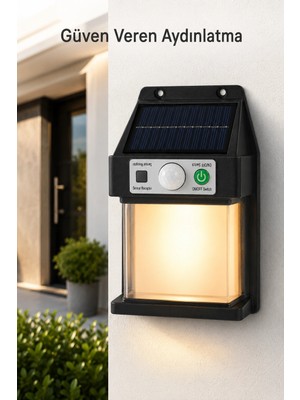 Depozee Güneş Enerjili Sensörlü Solar Aplik Duvar Tipi Dış Mekan Hareket Algılamalı Işık