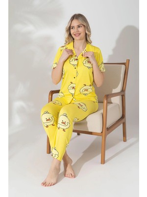 Pijamerry Kısa Kol Milan Kumaş Pijama Takımı