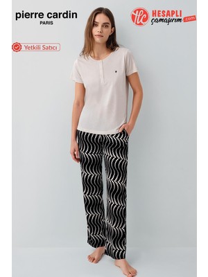 Pierre Cardin Premium Kadın Büyük Beden Modal Pamuklu Rahat Kalıp Kısa Kollu Pijama Takım