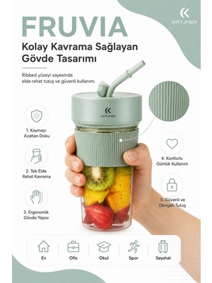 Lowell Home Seyahat Uyumlu Taşınabilir Meyve Sıkacağı Karıştırıcı Blender Pipetli Bardak Modeli