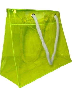 R&m Promosyon Su Geçirmez Şeffaf Pvc Kadın Plaj ve Omuz Çantası - Kalın Halat Saplı Deluxe Plaj Çantası