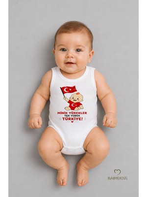 Babyden's %100 Pamuk Milli Takım Taraftar Bebek Body Yenidoğan Çıtçıtlı Unisex Kolsuz Badi Türk Bayraklı Zıbın