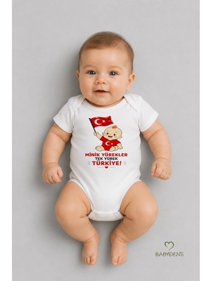 Babyden's %100 Pamuk Milli Takım Taraftar Bebek Body Yenidoğan Çıtçıtlı Unisex Kısa Kol Badi Türk Bayraklı Zıbın