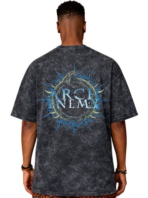 Sevbano Arch Enemy Rock Metal Müzik Grubu Sırt Baskılı Unisex Oversize Eskitme Yıkamalı Tişört