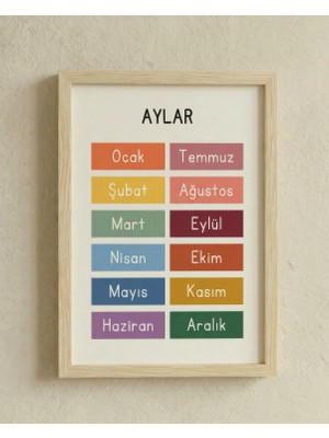Balatoyz – Aylar – Ahşap Çerçeveli Dekoratif Bebek / Çocuk Odası Duvar Tablosu