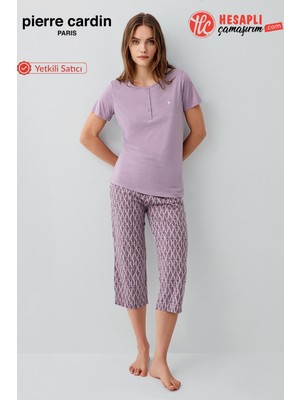 Pierre Cardin Paris Premium Kadın Modal Pamuklu Rahat Kalıp Kısa Kollu Kapri Pijama Takım