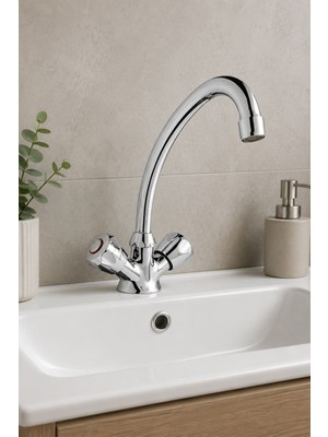 Arsu Orkide Serisi Uzun Kuğu Bataryası Lavabo Bataryası Krom Lavabo Bataryası 02-0014