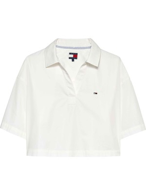 Tommy Hilfiger Tommy Hılfıger Kadın Marka Logolu Günlük Kullanıma Uygun Beyaz1 Gömlek DW0DW22596 Ybl