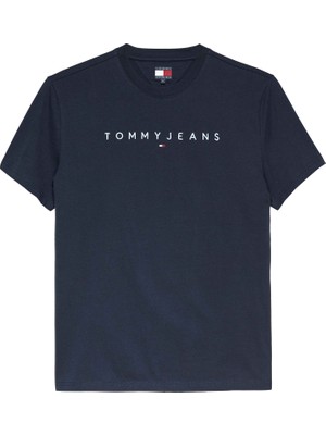 Tommy Hilfiger Tommy Hılfıger Erkek Marka Logolu Organik Pamuklu Bisiklet Yakalı Günlük Kullanıma Uygun Mavi T-Shirt DM0DM20744 C3Q