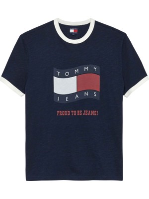 Tommy Hilfiger Tommy Hılfıger Erkek Marka Logolu Günlük Kullanıma Uygun Lacivert T-Shirt DM0DM22537 C1G