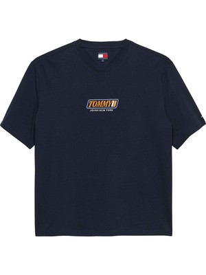 Tommy Hilfiger Tommy Hılfıger Erkek Marka Logolu Günlük Kullanıma Uygun Lacivert T-Shirt DM0DM22546 C1G
