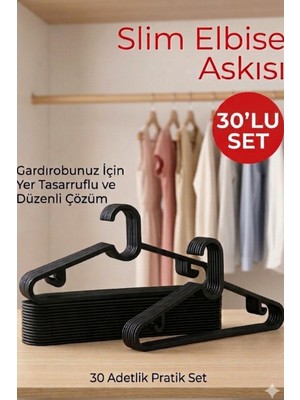 Ego Home 30 Adet Slim Askı Elbise Askısı ,etek Askısı, Pantolon Askısı, Bluz Askısı 30 Adet.