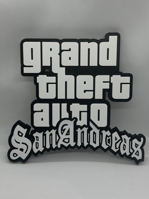 GoKa 3D Craft GTA San Andreas Logolu Nostaljik 3D Duvar Dekoru - 23 cm Premium Versiyon (1.5 cm Çift Montaj Setli)