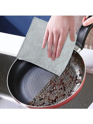 Kitchen Dream 1 Adet Sihirli Inox Paslanmaz Telli Bulaşık Bezi Kir Pas Sökücü Sihirli Temizlik Bezi ve Süngeri
