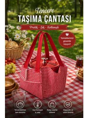 Esnature Piknik ve Yemek Taşıma Çantası Duck Kumaş Leke Tutmaz Sıvı Geçirmez Tencere Çantası