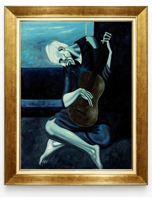 Tablore Picasso Yaşlı Gitarist Yağlıboya Görünümlü Altın Varak Çerçeveli Kanvas Tablo