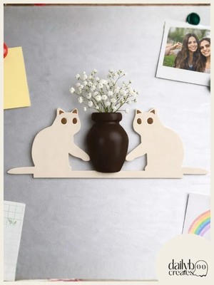 Dailyboo Creates Kedi Bıyığı Toplayıcı Magnet-Vazolu Buzdolabı Süs-2 Kedili Bıyık Biriktirme Magnet