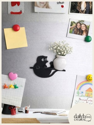 Dailyboo Creates Kedi Bıyığı Toplayıcı Magnet-Vazolu Buzdolabı Süs-2 Renkli  Kedi Bıyığı Biriktirme Magnet