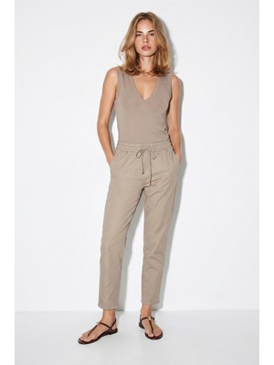Vena Kadın Alian Beli Lastikli Summer Gabardin Pantolon - Vizon