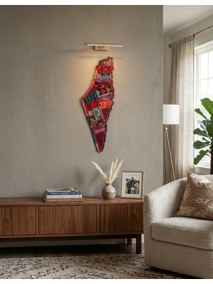 Zaytoon Duvar Tablosu Filistin Haritası Tatreez Nakışlı Askılı Dekor Büyük 66x21 cm