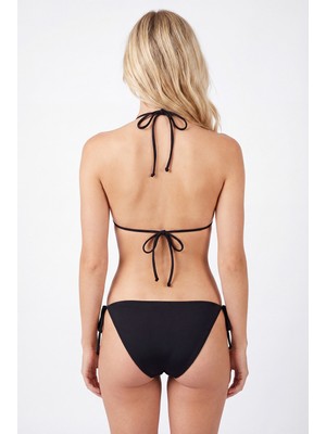 Loya Siyah Taşlı Yandan Bağlamalı Tek Alt Bikini