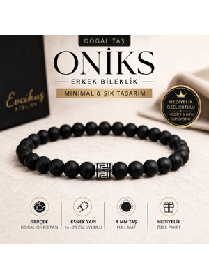 Evcikuş Erkek Doğal Taş Bileklik – Siyah Oniks 8 mm, Unisex