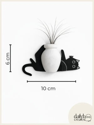 Dailyboo Creates Kedi Bıyığı Toplayıcı Magnet-Vazolu Buzdolabı Süs-2 Renkli Yatan Kedi Bıyığı Biriktirme Magnet