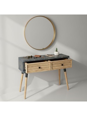 Mobenta Stria Entry: Modern Masif Dresuar 2 Çekmeceli Antre Konsolu - 120X31.5 An-Bz