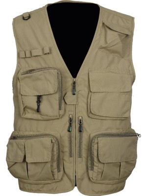 Sanalbolluk Avcı Model Içi Fileli Krem Renk Outdoor Yazlık Yelek