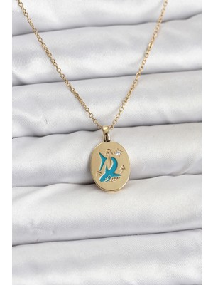 Erdo Ticaret Buğz 316L Çelik Zincir Gold Renk Shark Figür Kadın Kolye