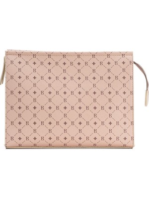 Kadın Bej Bahels Monogram Portföy Clutch Çanta