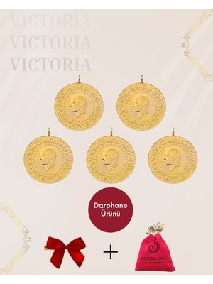 Victoria Gold 5 Adet Yarım Altın -Eski Tarihli (Kulplu 22 Ayar)
