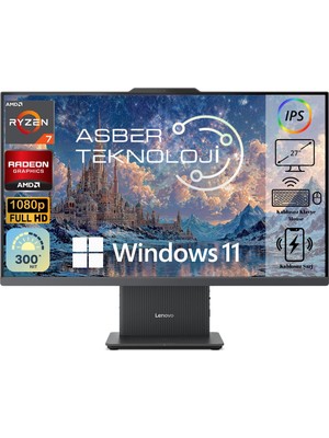 Lenovo Ideacentre 3 Siyah 27ARR9 Amd Ryzen 7 7735HS 40GB Ddr5 Ram 2tb SSD 27" Fhd WIN11 Pro Kablosuz Klavye ve Mouse  Asbertech