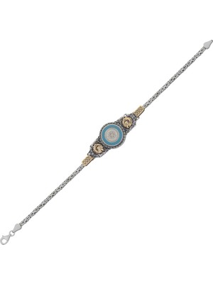İnnuendo Jewelry 925 Ayar Gümüş Altın Detaylı Hz. Süleyman Mührü Erkek Bileklik