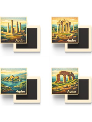 İberk Aydın - Baskılı Buzdolap Magneti Kare - 9x9 cm - 4 Adet