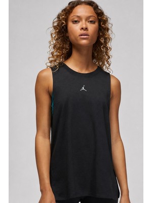 Nike Jordan Diamond Patterned Womens Loose Fit Tank Bol Kesim File Detaylı Kadın Atlet Siyah