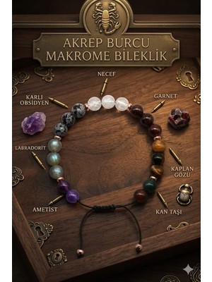 Rose Doğaltaş Akrep Burcumakrome Bileklik