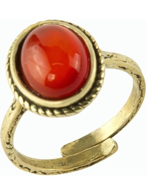 Oval Doğaltaşlı Otantik Yüzük