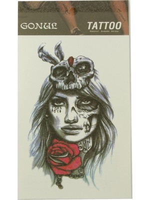 Gül Kuru Kafa Tattoo Dövme Sticker