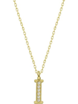 Yvz Store 925 Ayar Gümüş Gold I Harfi Kadın Gümüş Kolye