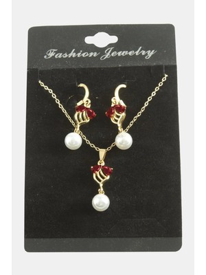 Çiçek Inci Zirkon Taşlı Set Kolye