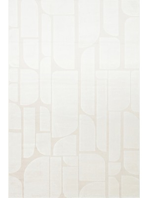 Cool Halı Cloud Krem Rengi Halı Yumuşak Geometrik Soyut Desenli Kaydırmaz Kabartmalı Salon Oturma Odası Halısı
