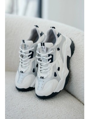 Tona Kadın Kalın Tabanlı Bağcıklı Sneakers Beyaz