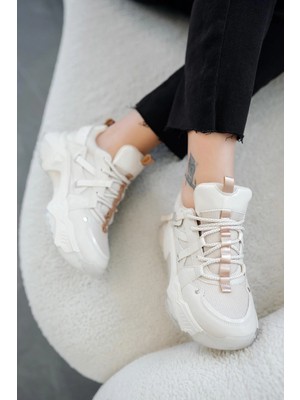 Trow Kadın Bağcıklı Kalın Tabanlı Sneakers Beyaz
